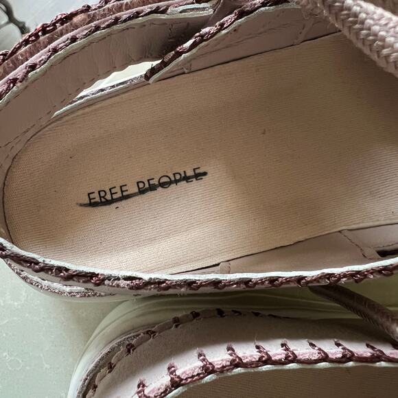 FREE PEOPLE Thirty Love Cut Away Sneakers Pink White Sz 9 Adjustable Lace Up - Picture 7 of 11